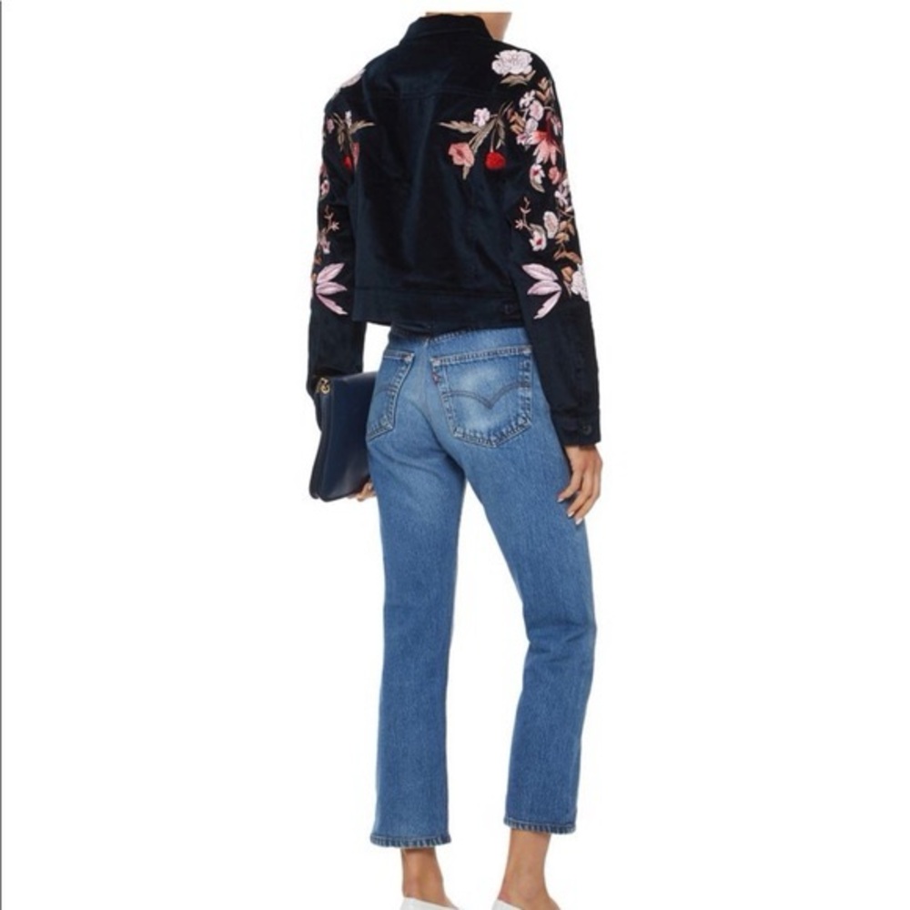 Sandro Cylia Cropped & Embroidered Velvet Jacket